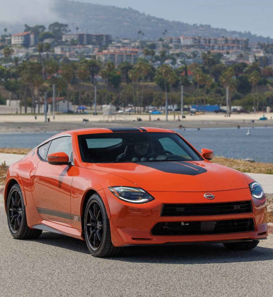 Nissan's 400Z Heritage edition. An orange sports car for the 21st century.